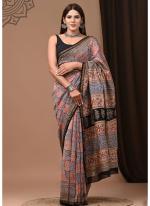 Chanderi Silk Multi Color Traditional Wear Printed Saree